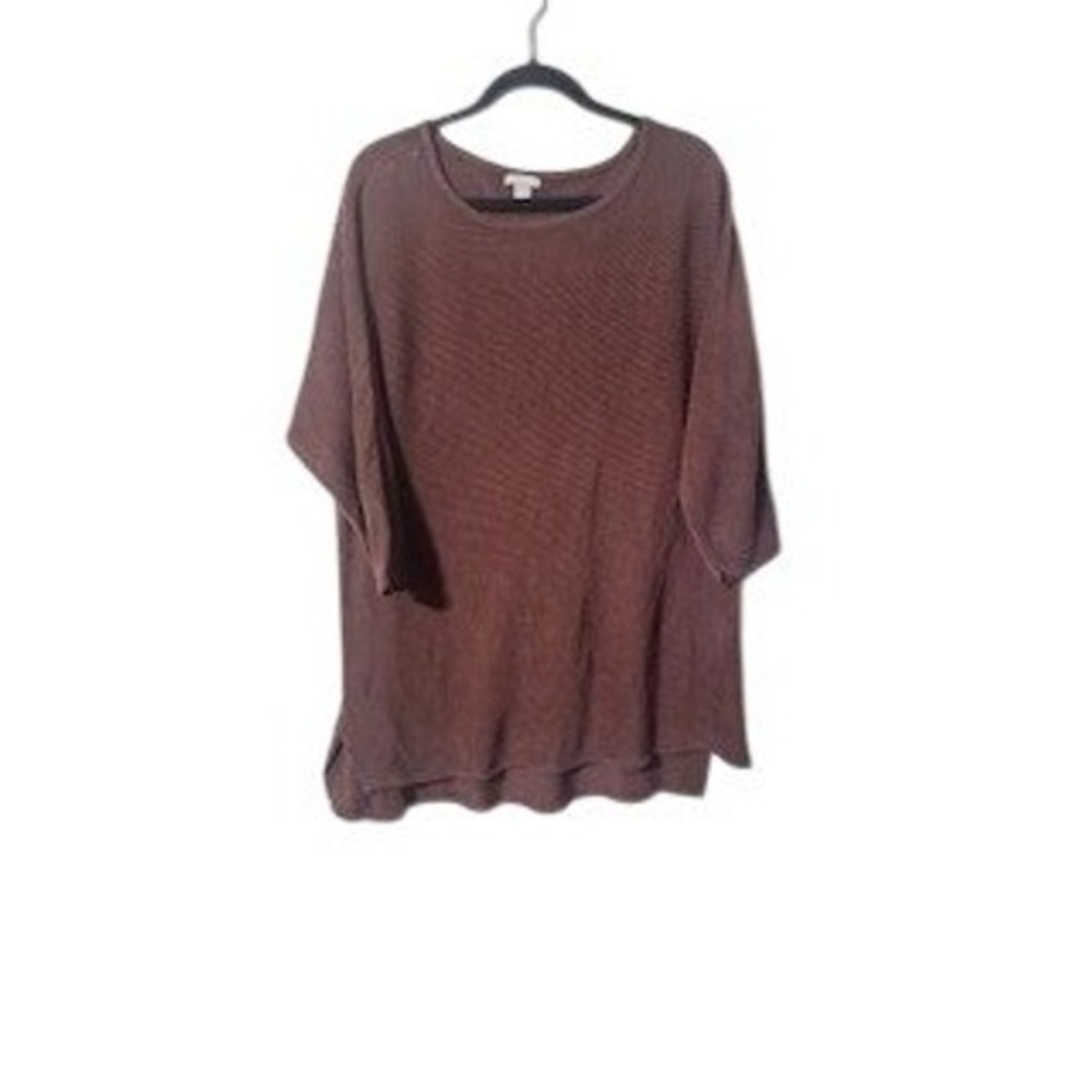 Falls Creek Women's Brown Ribbed Knit Oversized Top 2X